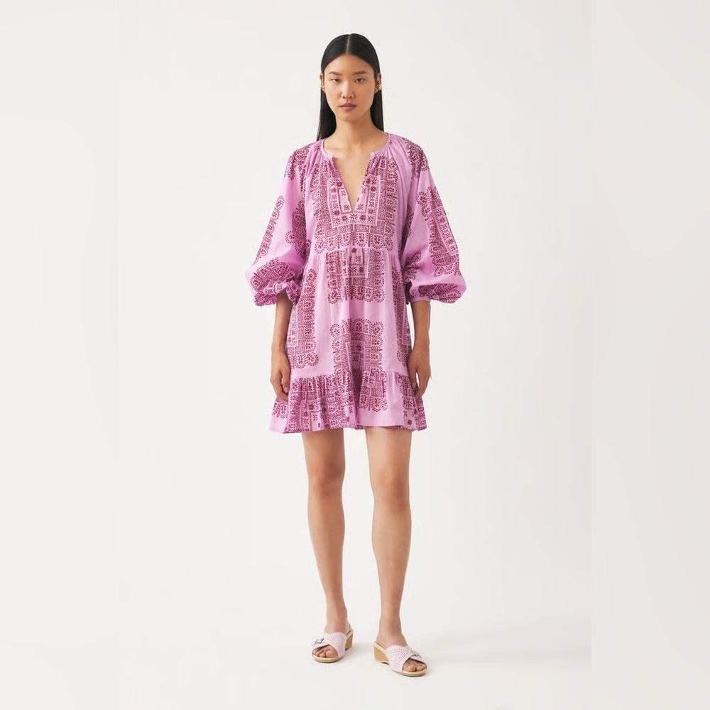 Antik Batik Pink and Red Nail Mini Boho Dress size XS NWT